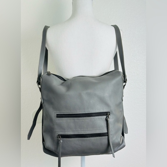 Botkier Gray Pebbled Leather Chelsea Convertible Hobo Backpack or Shoulder Bag - Picture 5 of 12